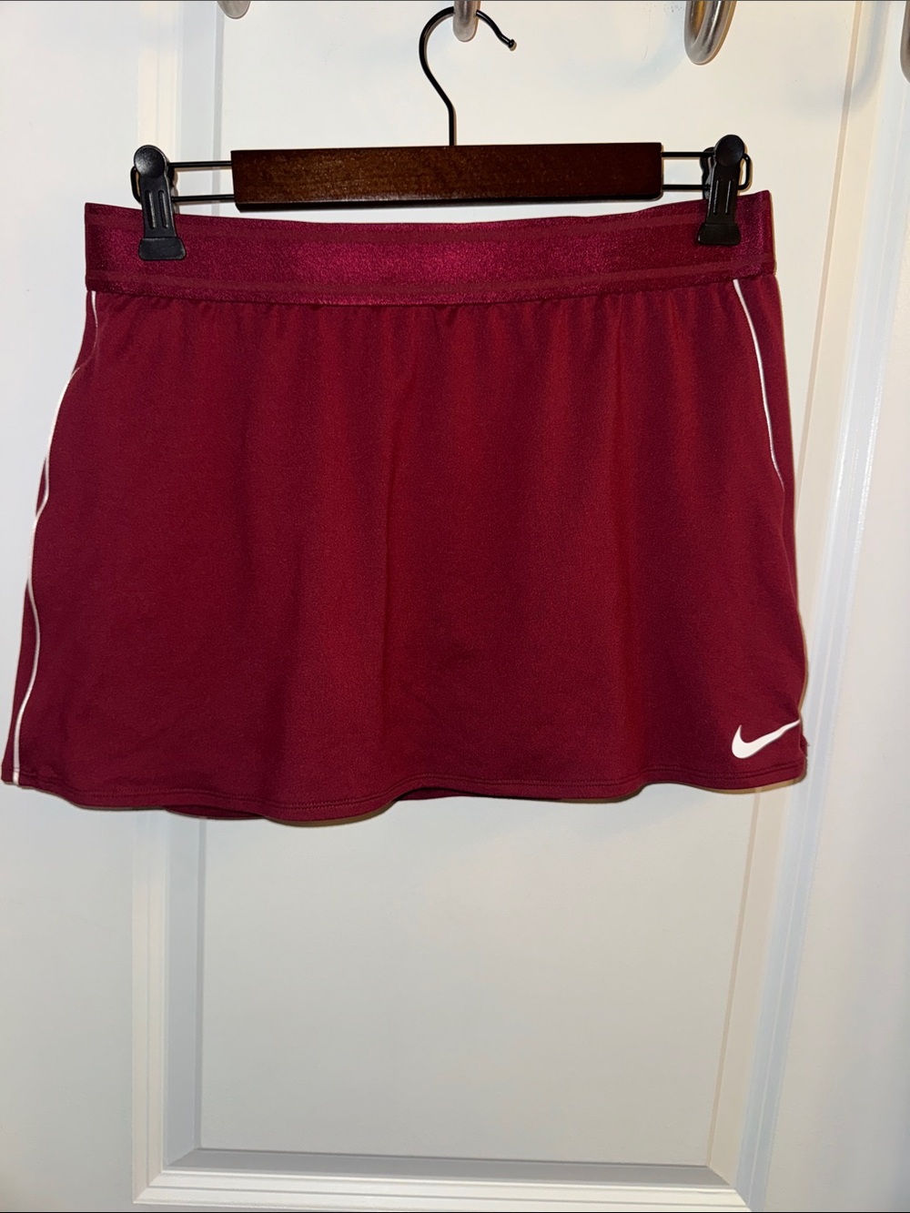 Nike Dri-Fit Women's Deep Red Athletic Skort with White Swoosh